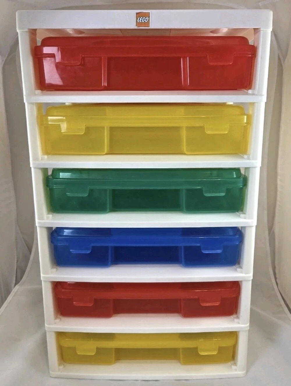 LEGO IRIS 6 Drawer Storage Organizer Tower Multi-Color Lidded Bins 2013